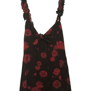 White Fox Boutique Black Dress Red Rose Size XS 0
